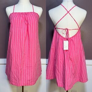 Pink Stripped Strappy Tie Dress